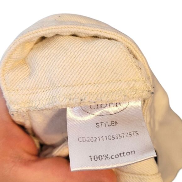 Cider Cream Denim Hip Cut Out Straight Leg Jeans Size L - Picture 5 of 5